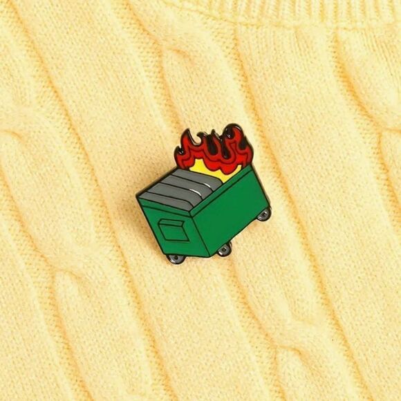 Dumpster Fire Enamel brooch/Pin - Picture 4 of 6